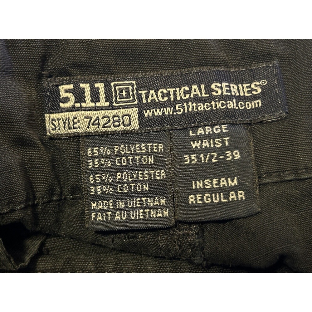 511 Tactical Pants Men's Large (35 1/2 - 39) Black Ripstop 30.5" Inseam -Pockets - Picture 14 of 16